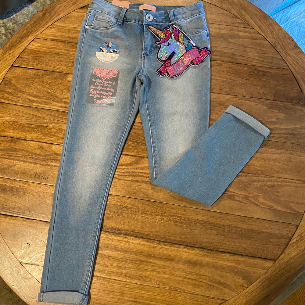 NWT girls size 10 jeans with unicorn purse